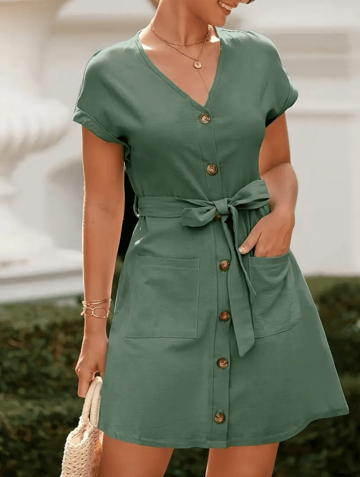 Vestido Lino Verde Oliva